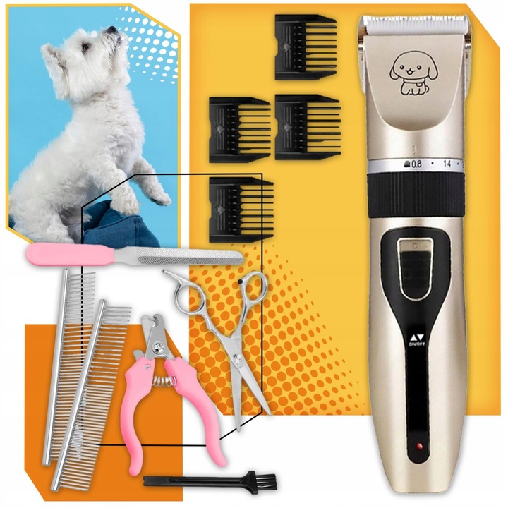 MASZYNKA DO STRZYŻENIA PSÓW PSA KOTA ZWIERZĄT ZESTAW CICHA PROFESJONALNA
