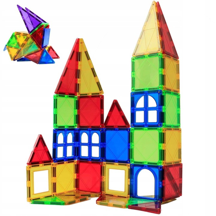 DUŻE KLOCKI MAGNETYCZNE KONSTRUKCYJNE 3D EDUKACYJNE DLA DZIECI 45 elementów