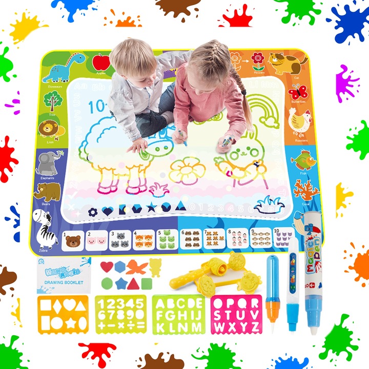 MATA WODNA DO MALOWANIA RYSOWANIA 120x90 Pieczątki Formy Pisaki ZESTAW XXL