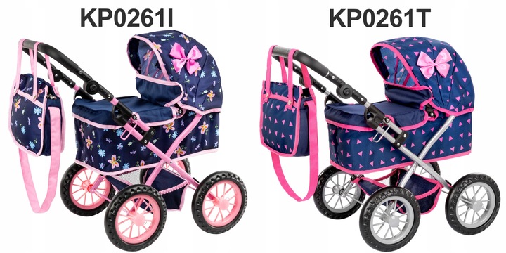 KINDERPLAY WÓZEK DLA LALEK GŁĘBOKI GONDOLA SKŁADANY TORBA + LALKA BOBAS