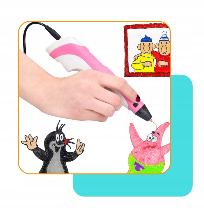 DŁUGOPIS 3D DLA DZIECI magiczny DRUKARKA 3D PEN RÓŻOWY + WKŁAD 9M