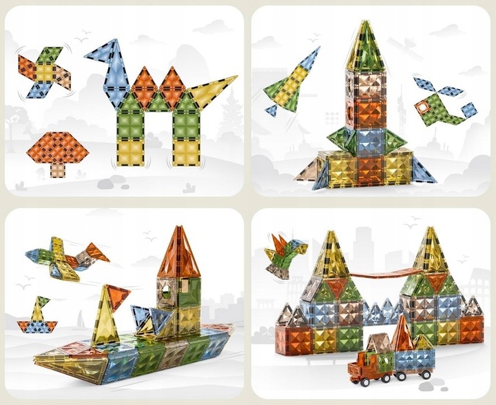 Klocki konstrukcyjne magnetyczne kółka kreatywny zestaw 100 elementów