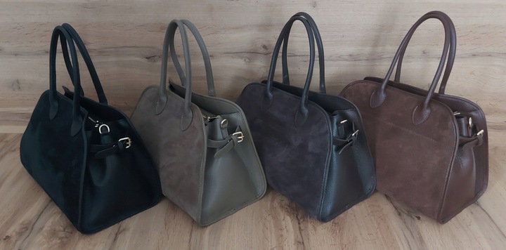 Duży włoski kufer Vera Pelle skórzana pojemna torba A4 Brąz