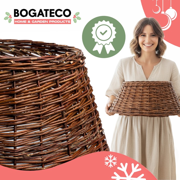 OSŁONA WIKLINOWA NA STOJAK POD CHOINKĘ 70CM OSŁONKA DO CHOINKI BRĄZOWA