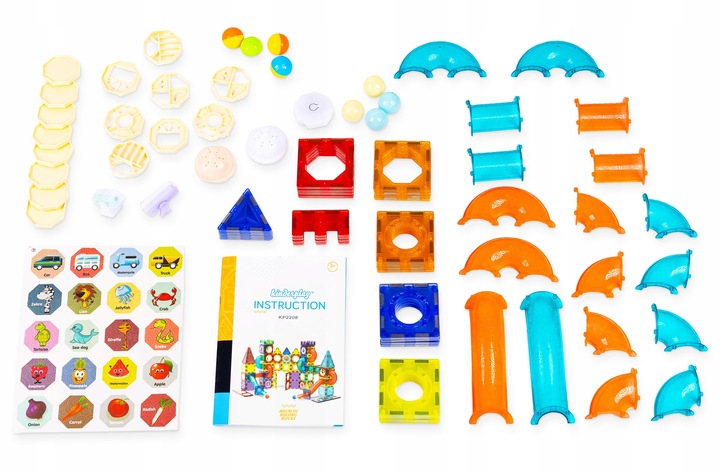 KLOCKI MAGNETYCZNE KONSTRUKCYJNE ŚWIECĄCY TOR PANELE 75 elementów