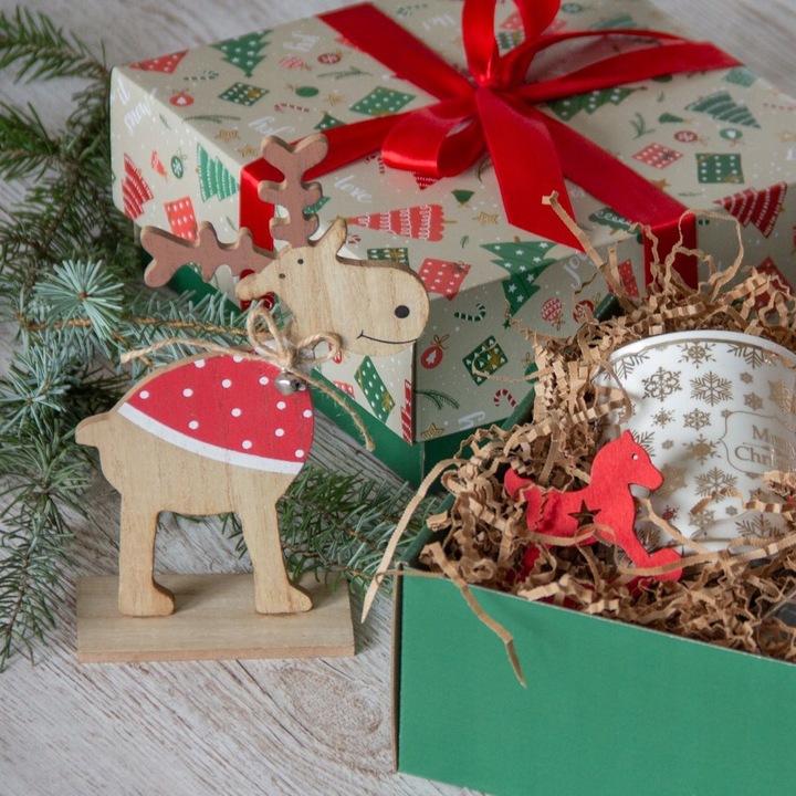 10x PUDEŁKO PREZENTOWE OPAKOWANIE ŚWIĄTECZNE 200x200x85 mm CHOINKI Zestaw