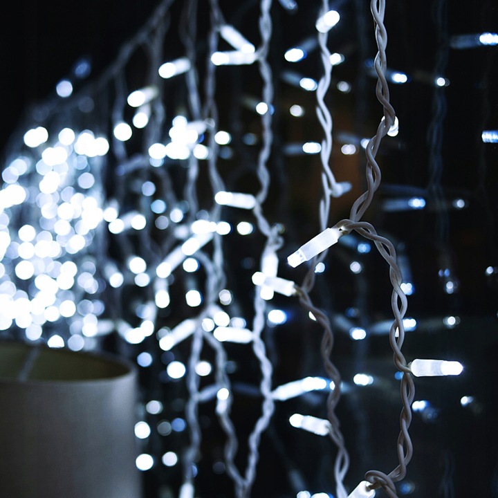 LAMPKI SOPLE 500 LED KURTYNA 13,2M ZEWNĘTRZNE WEWNĘTRZNE zimny biały