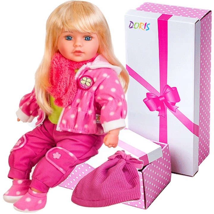 DUŻA LALKA DORIS MÓWI ŚPIEWA PO POLSKU BOBAS 60 cm