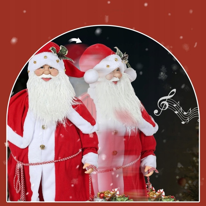 Figurka Świętego Mikołaja, ruchoma, z czujnikiem dźwięku, śmiech i