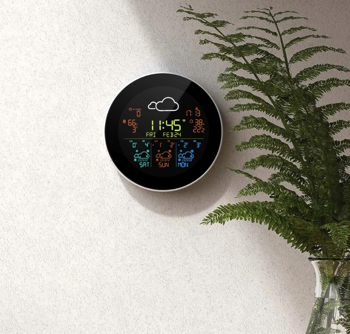 STACJA POGODY POGODOWA WIFI METEOROLOGICZNA TUYA ZEGAR 3 CZUJNIKI PROGNOZA