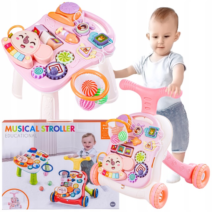 CHODZIK PCHACZ INTERAKTYWNY STOLIK EDUKACYJNY Jeździk Grający DLA DZIECI