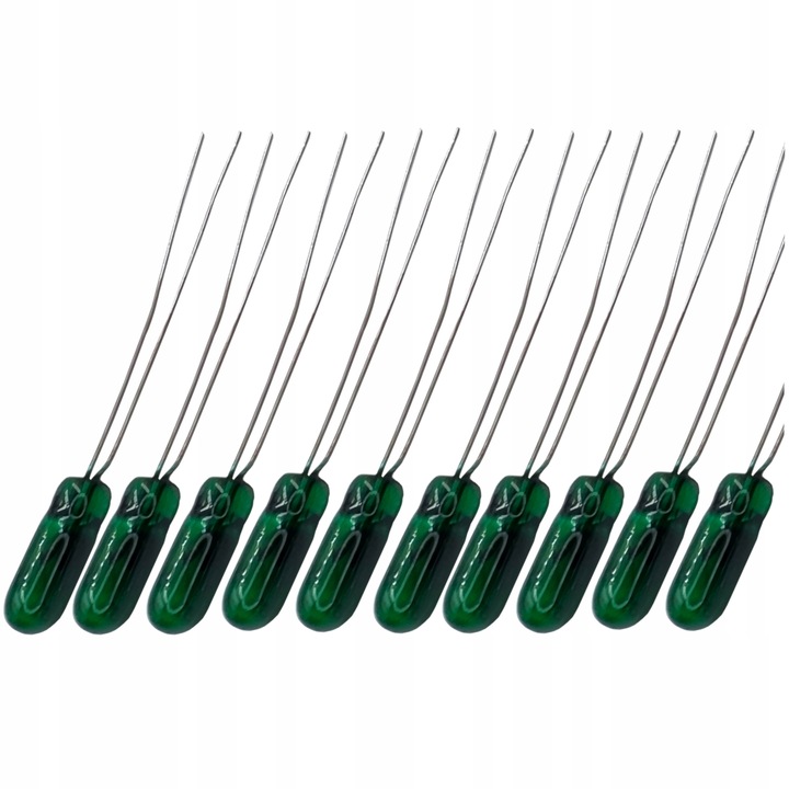 Żarówka przycisków nawiewów zegarów T4 T5 T3 4 mm 12V zielona 10 sztuk