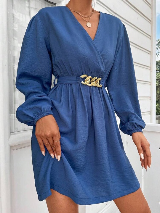 SHEIN NIEBIESKA SUKIENKA MINI PASEK (M)