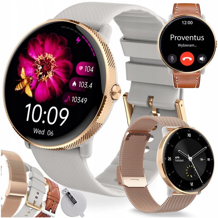 SMARTWATCH DAMSKI AMOLED PROVENTUS ROZMOWY SMS CIŚNIENIOMIERZ POMIAR TĘTNA