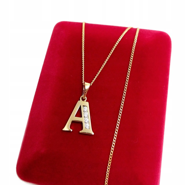 ZŁOTA ZAWIESZKA LITERA LITERKA A + ŁAŃCUSZEK pozłacany 18K
