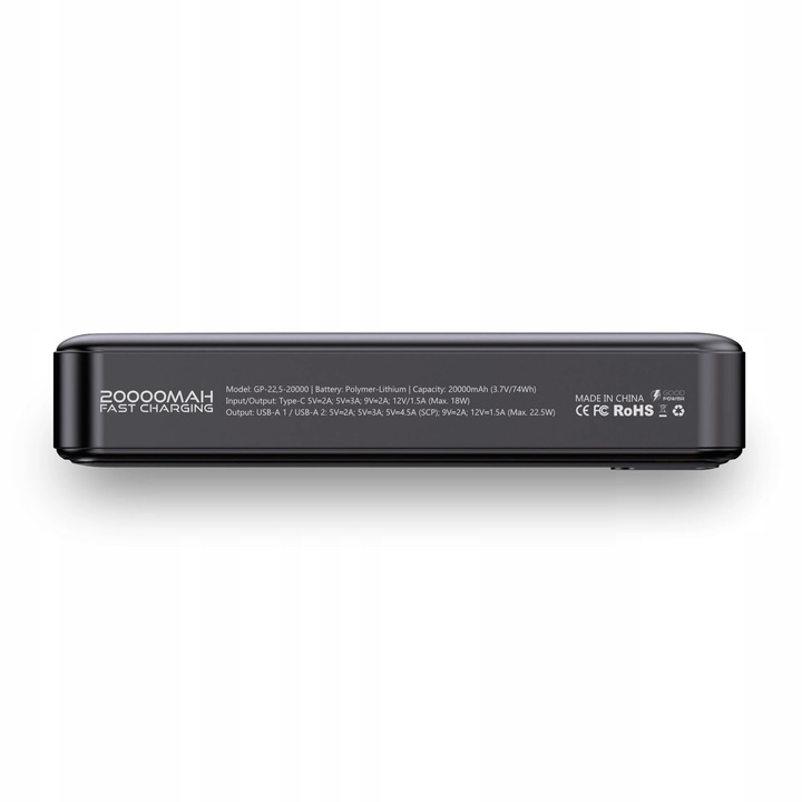 POWERBANK 20000mAh 22,5W DUŻA POJEMNOŚĆ + KABEL USB-C 60W GOODPOWER
