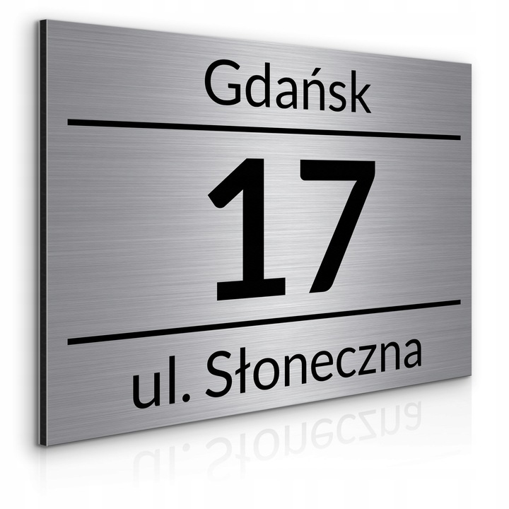 NIERDZEWNY NUMER NA DOM 32x21cm TABLICZKA ADRESOWA Z NUMEREM DOMU ALUMINIUM