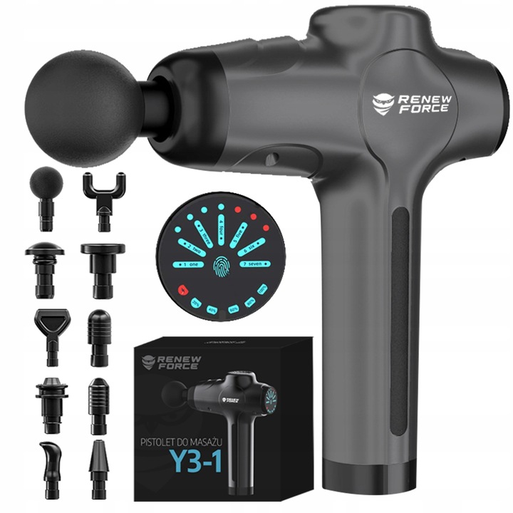 PISTOLET DO MASAŻU masażer do pleców ciała nóg karku stóp +10 KOŃCÓWEK 120W