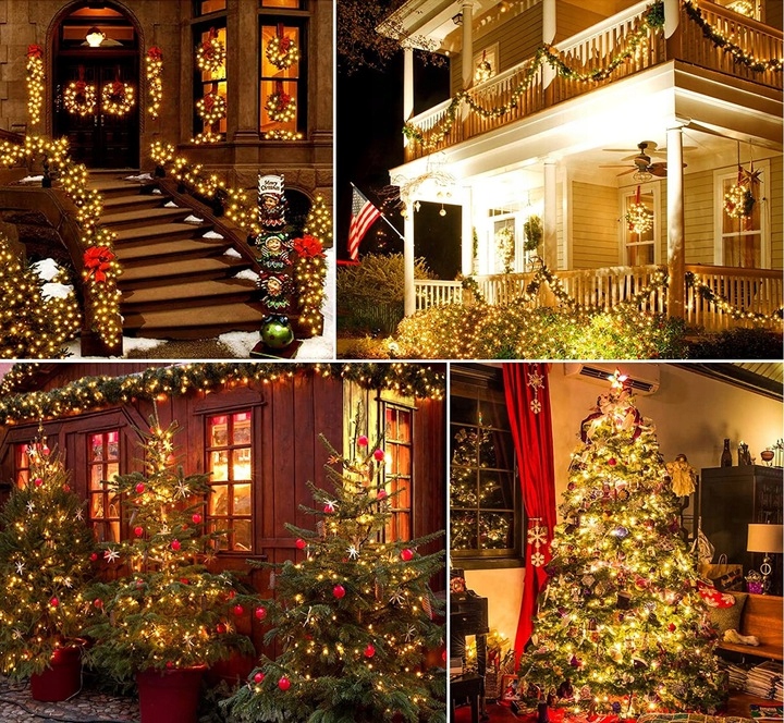 LAMPKI CHOINKOWE 1000 LED BIAŁE CIEPŁE na choinkę PROGRAMATOR