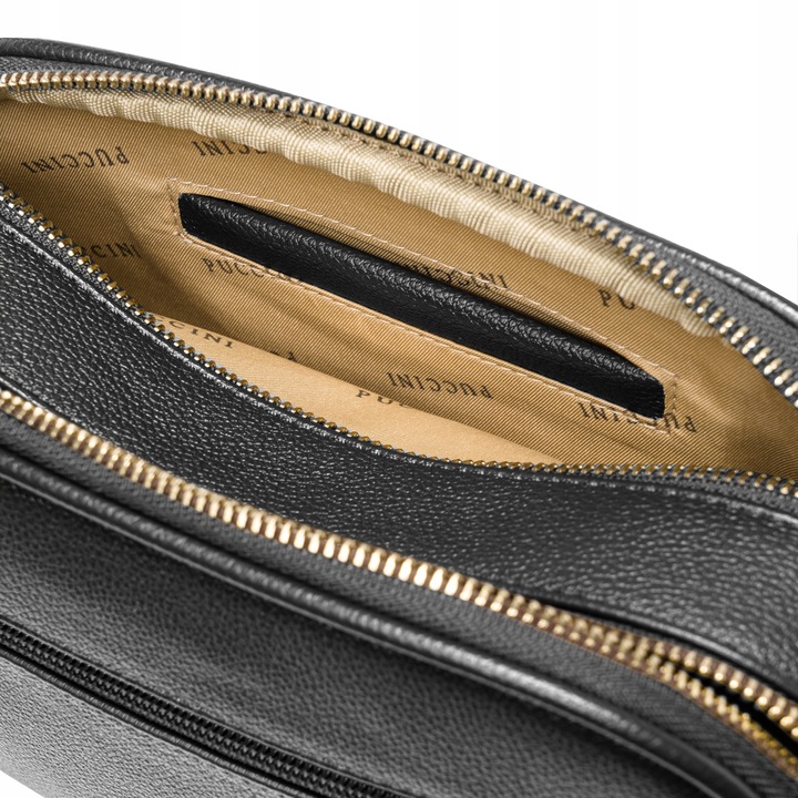 Torebka Damska Crossbody Prostokątna PUCCINI Z Łańcuszkiem Czarna BML058M-1