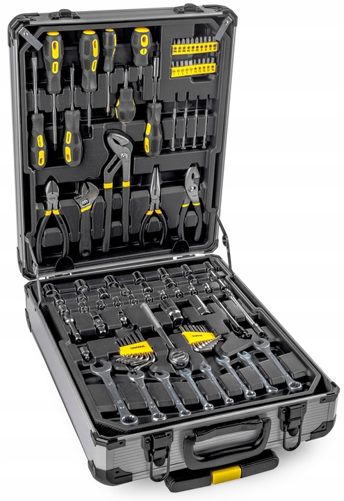 WALIZKA NARZĘDZIOWA ZESTAW NARZĘDZI 186 ELEMENTÓW BITY NASADKI MŁOTEK NÓŻ