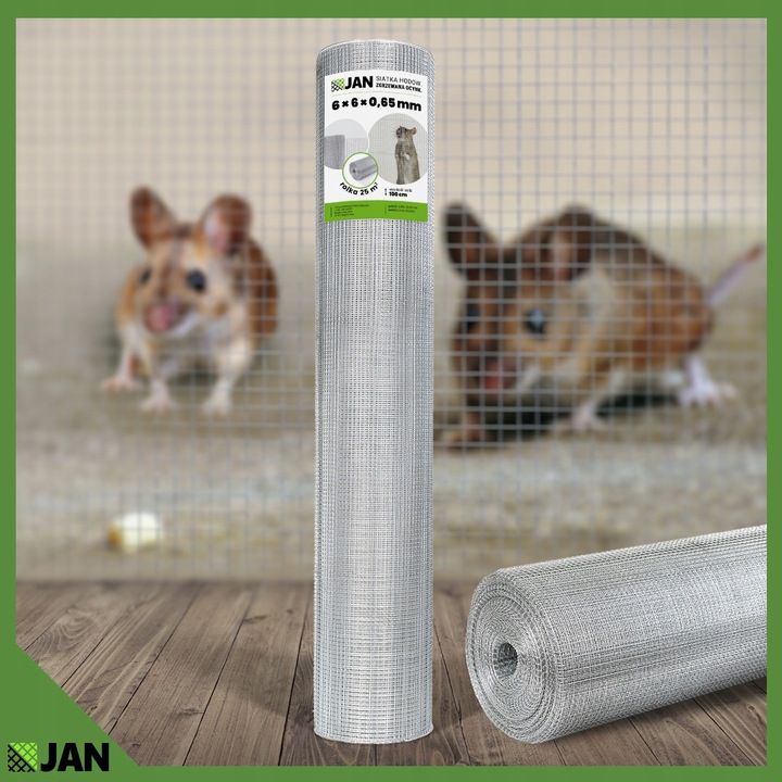 Siatka przeciw Gryzoniom 6x6x0,65 ocynk Hodowlana Na Woliery Zgrzewana 25m2