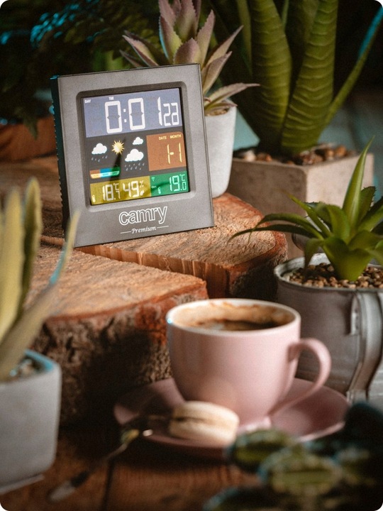 STACJA POGODOWA POGODY BEZPRZEWODOWA TERMOMETR HIGROMET CZUJNIK ZEGAR DATA