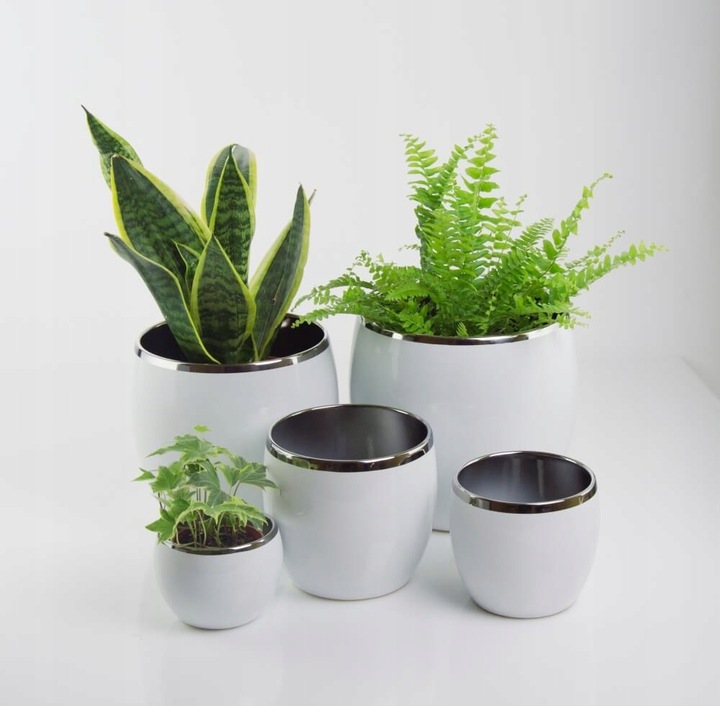 OSŁONKA KSZTAŁT KULI, KULA DONICZKA BIAŁO-SREBRNA 17 CM NA KWIATY