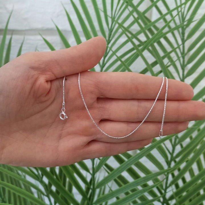 Łańcuszek srebrny DAMSKI ŻMIJKA linka diamentowana 45cm 0.9mm 925