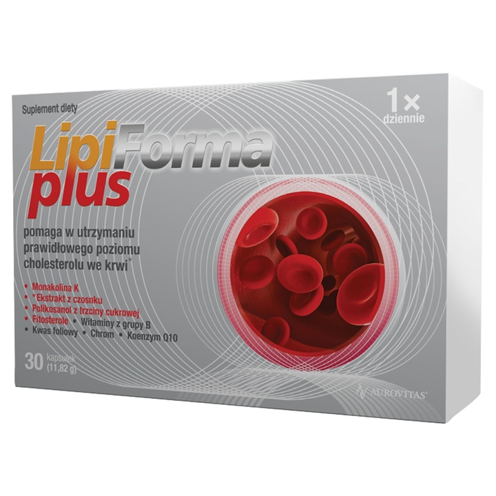 LipiForma Plus Koenzym Q10, Monakolina K, Czosnek 30 Kapsułek