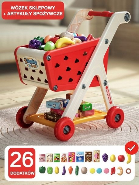 WÓZEK KOSZYK SKLEPOWY ZAKUPOWY STABILNY AKCESORIA PREZENT DLA DZIECI