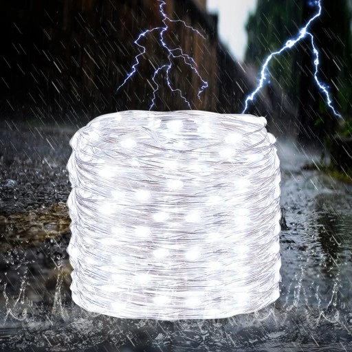 LAMPA SOLARNA GIRLANDA OGRODOWA 100 LED ZIMNA 12m