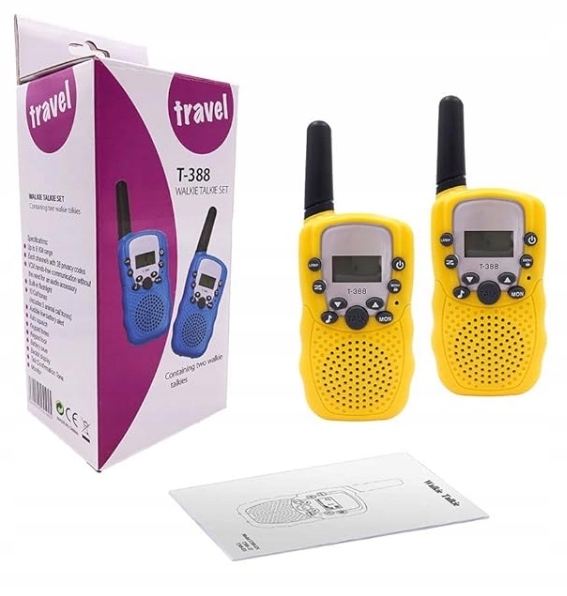 WALKIE TALKIE DLA DZIECI KRÓTKOFALÓWKA 2 SZTUKI ZASIĘG 3KM LATARKA ŻÓŁTE
