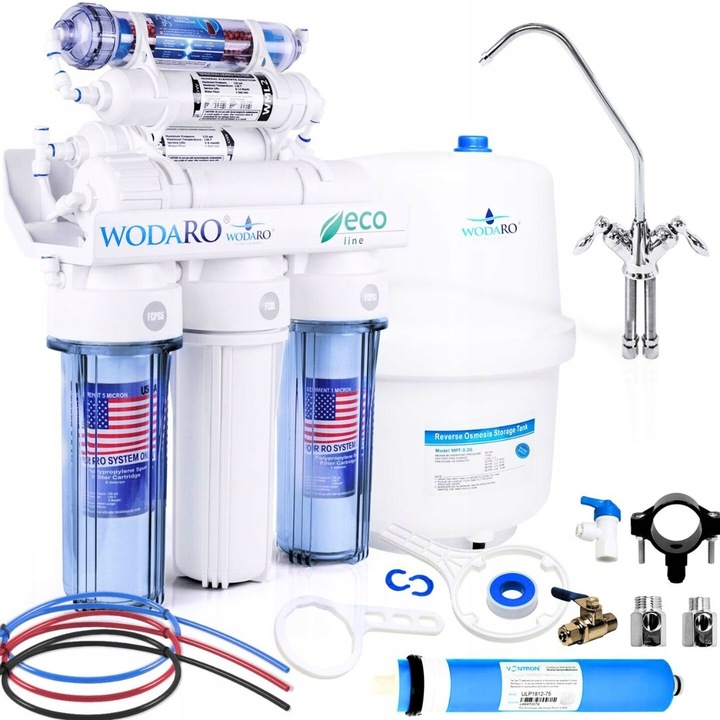 Filtr Wody RO7 WODARO ECO Odwrócona Osmoza Jonizator 75GPD Filtr Pod Zlew