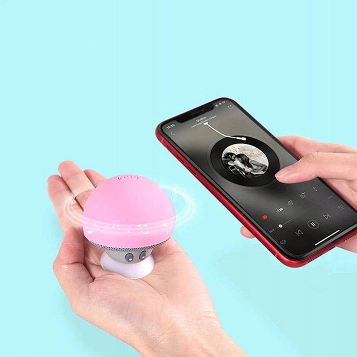 Głośnik Bluetooth Grzybek zielony mały z przyssawką dla dzieci na prezent