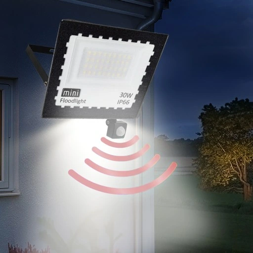 HALOGEN LED 30W NAŚWIETLACZ SLIM CZUJNIK RUCHU ZEWNĘTRZNY DO MAGAZYNU