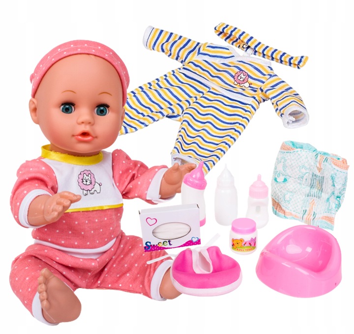 Lalka bobas INTERAKTYWNA SIKAJĄCA DZIDZIUŚ Z AKCESORIAMI BUTELKA NOCNIK