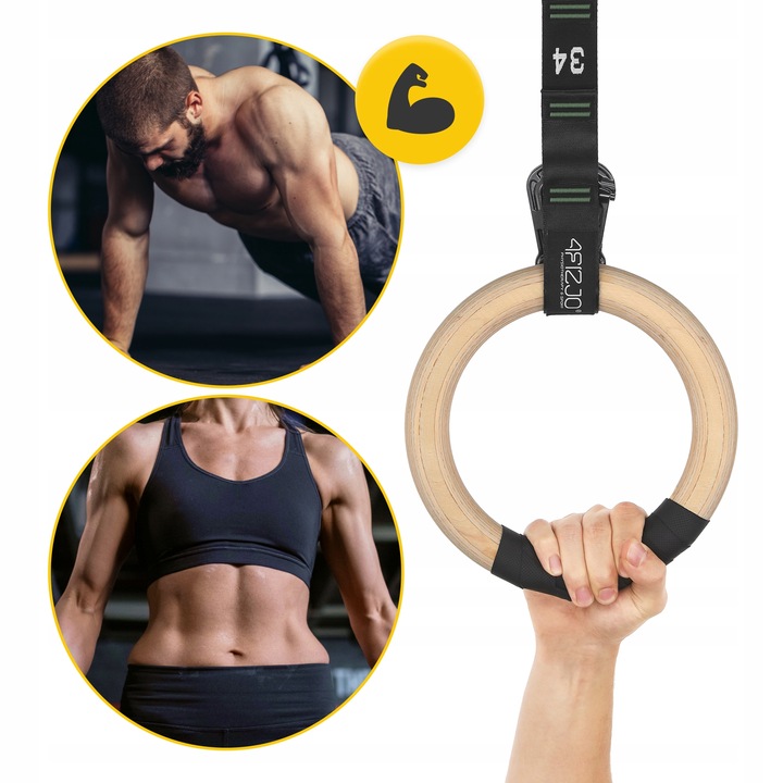 KÓŁKA GIMNASTYCZNE OBRĘCZE DO PODCIĄGANIA DREWNIANE UCHWYTY CROSSFIT KOŁA