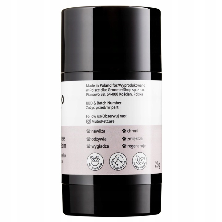 Mubo Paw&Nose Natural Balm Stick sztyft do łap i nosa, dla psa i kota 25g