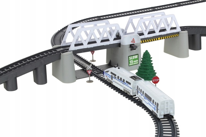 Kolejka Elektryczna Pociąg Ogromny Tor Tunel Podnoszony Most 366cm Wagony