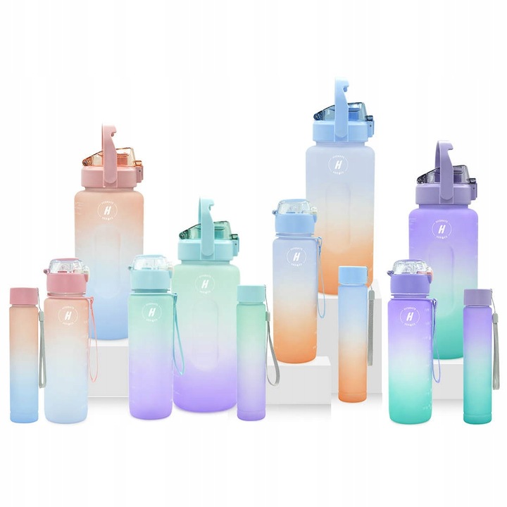 Butelka Na Wodę Bidon z Miarką Ze Słomką Na Siłownie Fitness 700ml + Gratis