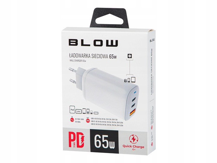 ŁADOWARKA SIECIOWA USB 2xUSB-C 65W SZYBKA QC4+ PD