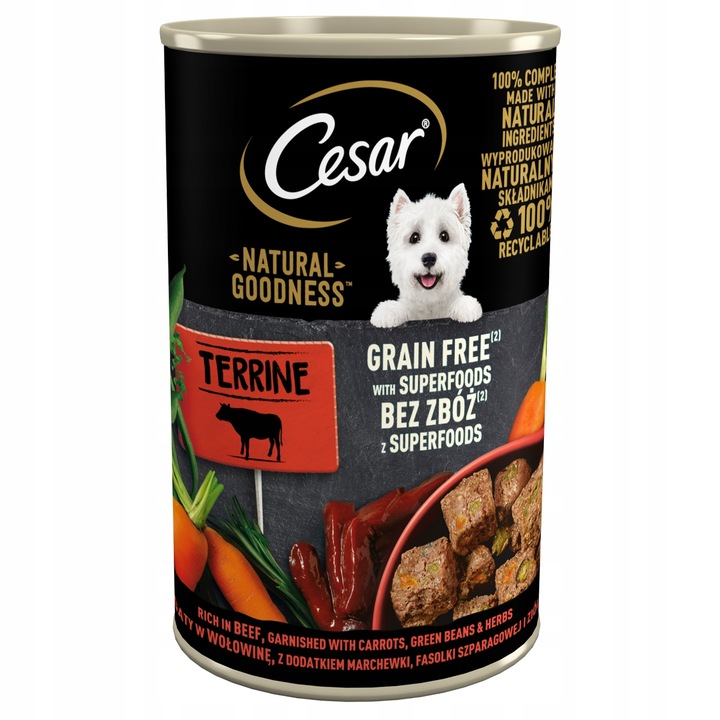 CESAR Natural Goodness mokra karma dla psa wołowina puszka 6x400g