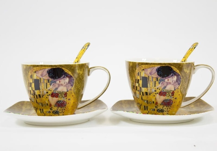 Filiżanka filiżanki kpl. 2 szt podstawka łyżeczka Klimt 250ml 110619