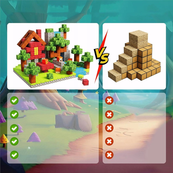 BUDOWANIE MAGNETYCZNE, 100 SZT. ELEMENTÓW MAGNETYCZNE KLOCKI KONSTRUKCYJNE