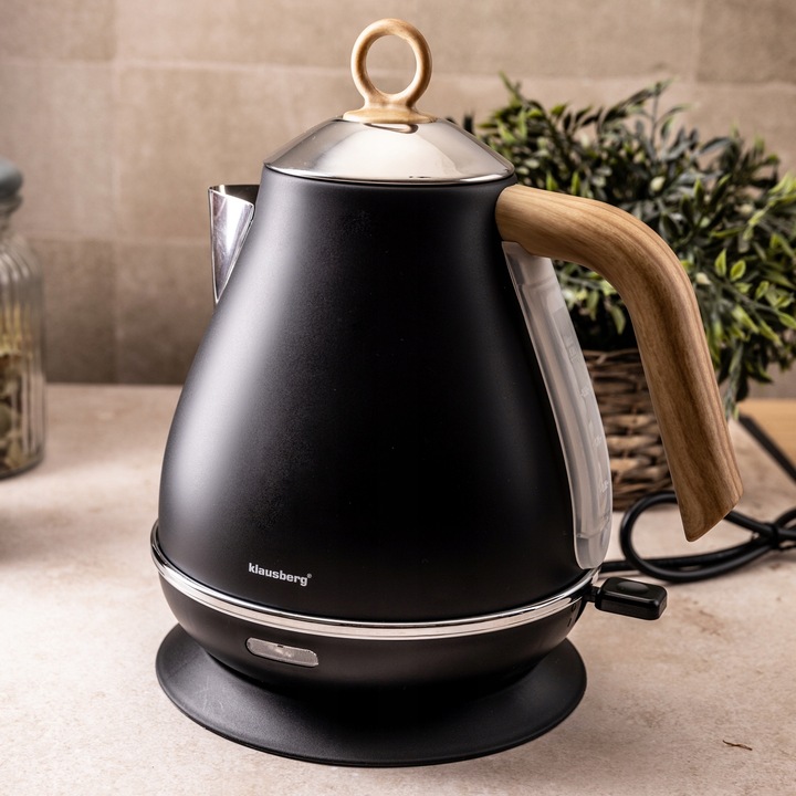 Czajnik elektryczny Bezprzewodowy OBROTOWY 1,7 Lit Stalowy KLAUSBERG Czarny