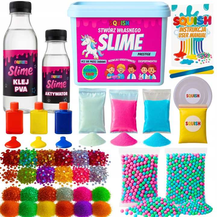 ZESTAW SLIME MEGA DO ROBIENIA SLIME GLUTKÓW NA PREZENT DZIEŃ DZIECKA