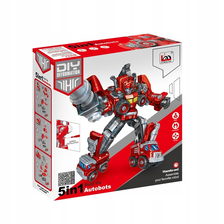 5w1 AUTO ROBOT DO SKŁADANIA ŚWIECĄCY DŻWIĘKI DLA DZIECI KOPARKA DŻWIG