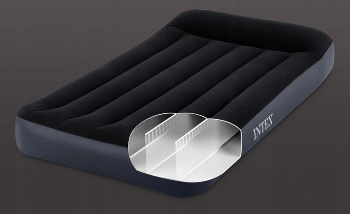 Materac Dmuchany Dwuosobowy Welurowy Łóżko Intex 64143 z Pompką MODEL 2024