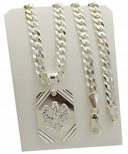 ŁANCUSZEK SREBRNY PANCERKA Z ORŁEM + GRAWER